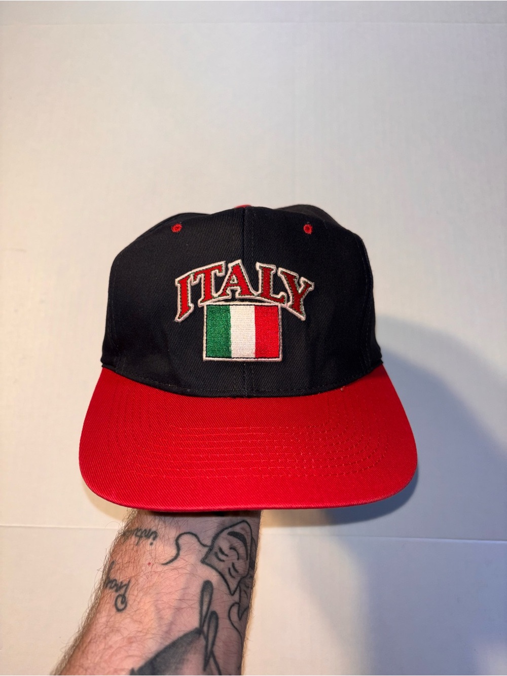 Vtg KC Crown Italy Italian Flag 90’s Snap Back Trucker Hat Cap
